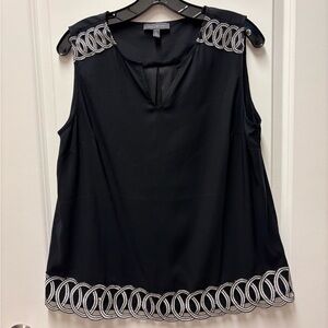 The Limited Black Tank top with White Embroidery. Size petite large.